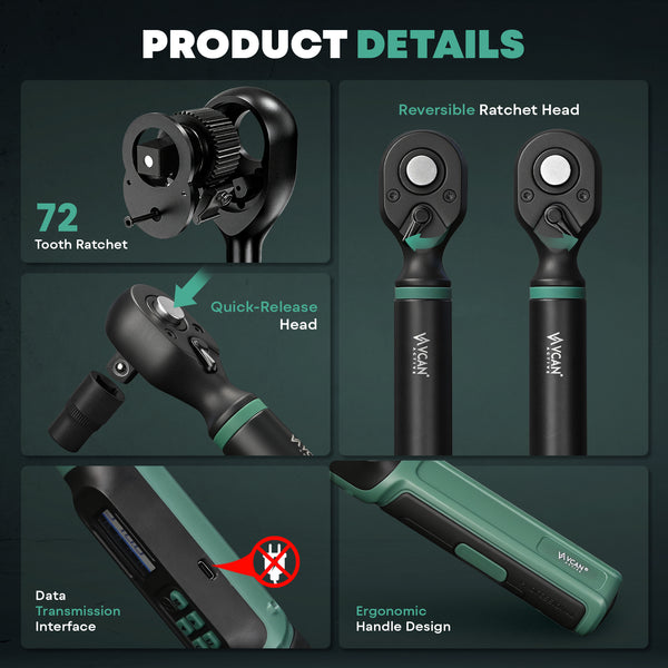 Digital torque wrench with high accuracy and clear backlit display - 1/2" Digital Torque Wrench (12.5-250.7 Ft.Lb) - High Precision Electronic Tool