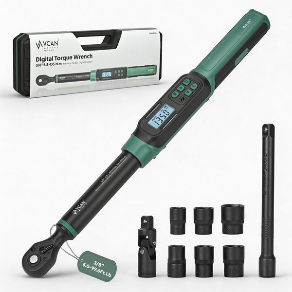 3/8" Drive Digital Torque Wrench - 5.02-99.6 Ft.Lb High Accuracy,Reach Accessories Kit