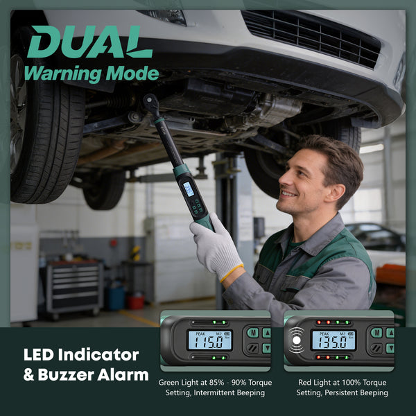 Professional car emergency tool and roadside safety accessory - 3/8" Drive Digital Torque Wrench - 5.02-99.6 Ft.Lb High Accuracy,Reach Accessories Kit