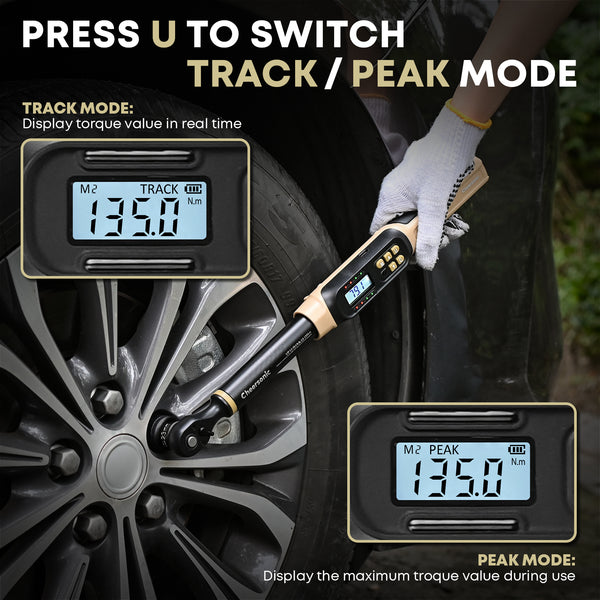 3/8 Drive Digital Torque Wrench 5.0-99.6 ft·lb (6.8-135N.m) | ±1% Accuracy Electronic Torque Wrench