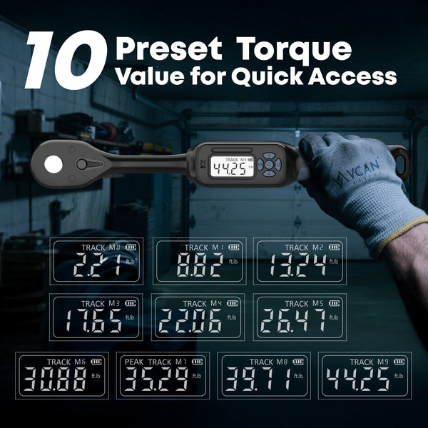Professional car emergency tool and roadside safety accessory - 3/8" Digital Torque Wrench (44.25 Ft.Lb) - Precision Electronic Wrench Unit