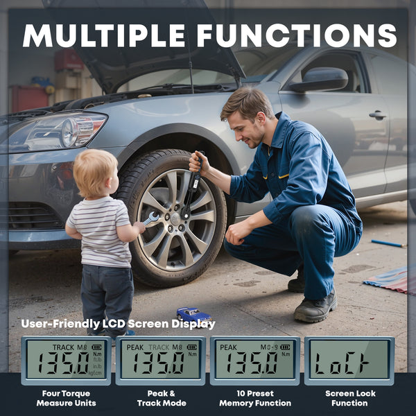 73-piece comprehensive car emergency roadside kit with first aid supplies - view 3 - 3/8" Digital Torque Wrench Unit - High Accuracy Professional Torque Tool