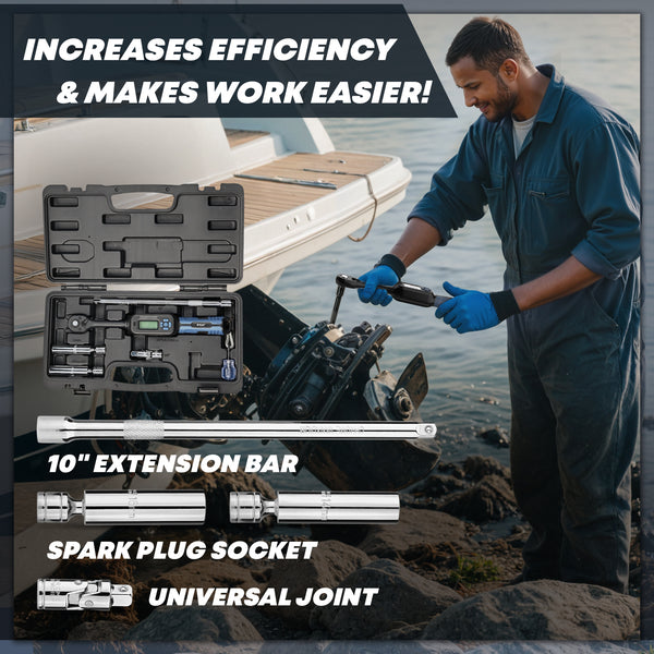 Professional car emergency tool and roadside safety accessory - 3/8" Digital Torque Wrench Unit - High Accuracy Professional Torque Tool