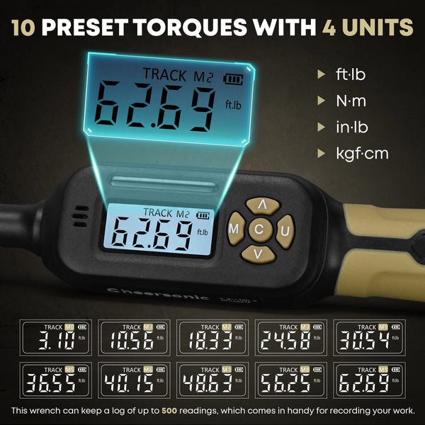 3/8" Drive Digital Torque Wrench - 3.1-62.7 Ft.Lb Precision Wrench ...