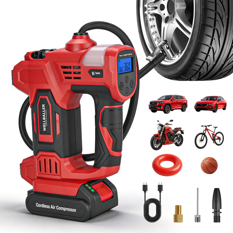 20V Cordless Portable Tire Inflator - 150PSI Rechargeable Air Pump