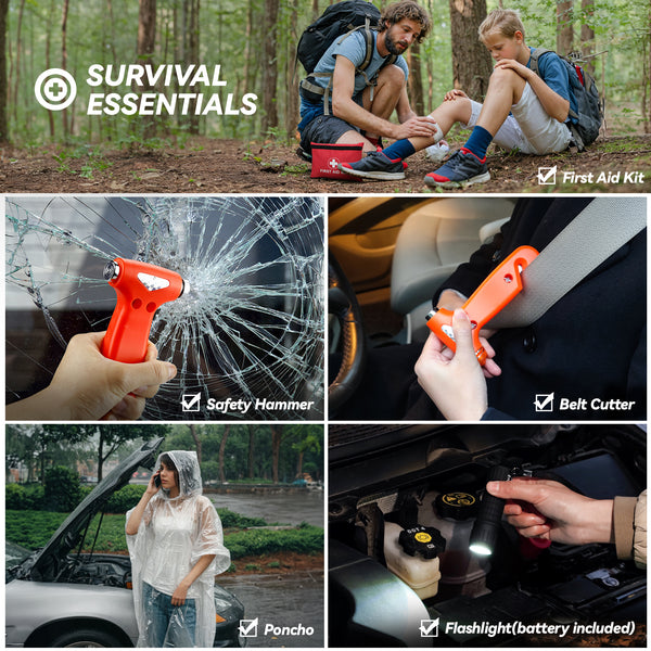 Professional car emergency tool and roadside safety accessory - Vcanenergy 92pcs Roadside Emergency Kit